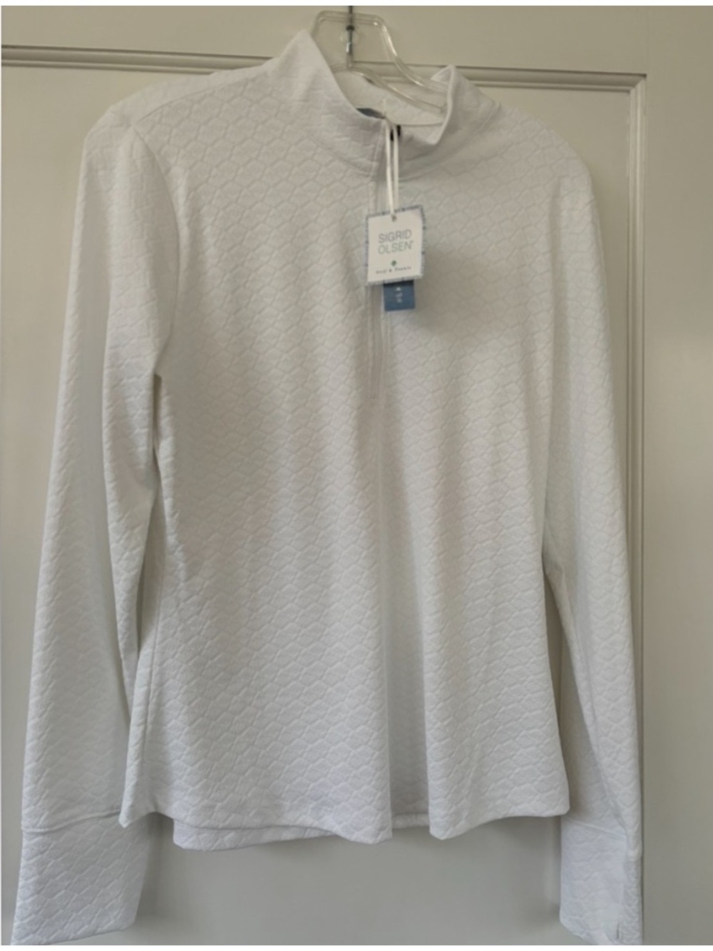 Sigrid Olsen NEW Golf & Tennis Bright White Half Zip Activewear Jacket Womens M
